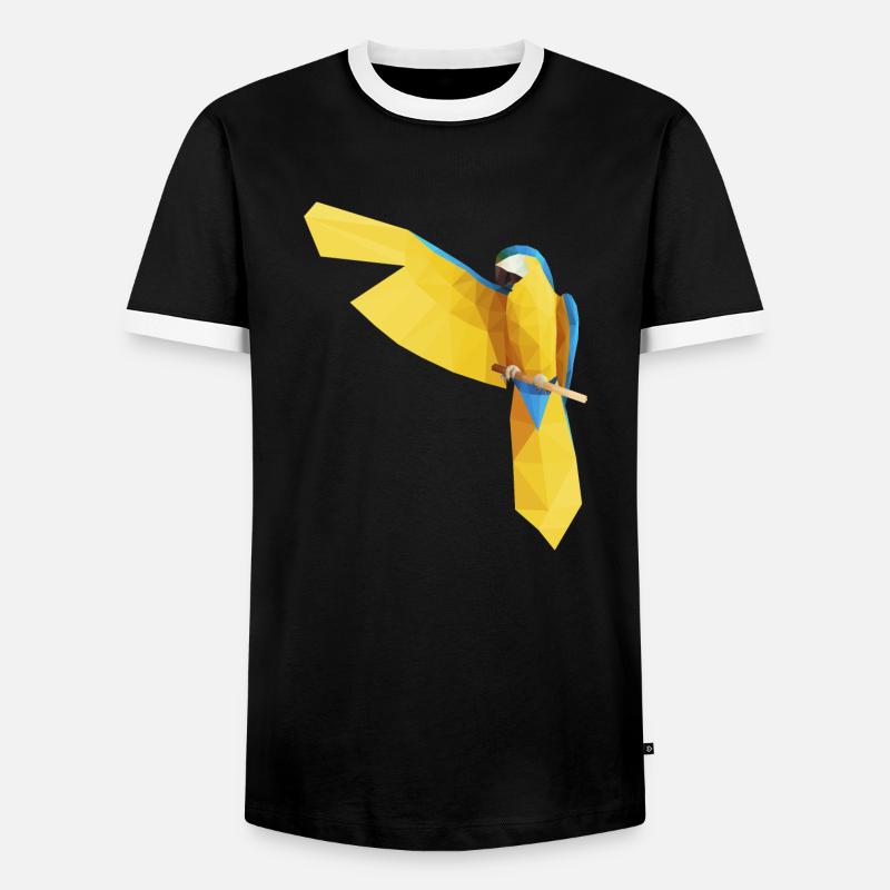 Blue Ara Low Poly - Men's Ringer Shirt - black/white