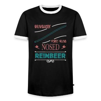 Bubaprints Santa Funny Fun Christmas Tree Mignon - T-shirt contrasté Homme - noir/blanc - Devant - AI Model Female 172 light (172cm) & AI Model Male 178 light (178cm)