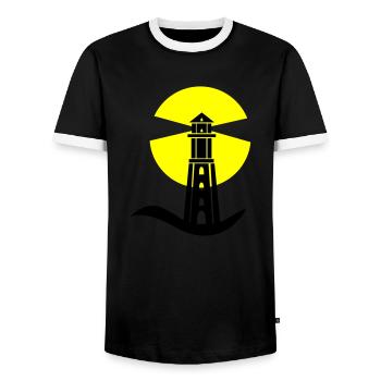 Phare 01 - T-shirt contrasté Homme - noir/blanc - Devant - AI Model Female 172 light (172cm) & AI Model Male 178 light (178cm)