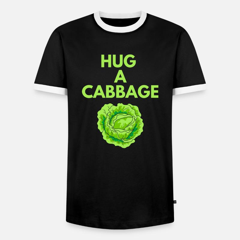 HUG A CABBAGE - Men's Ringer Shirt - black/white
