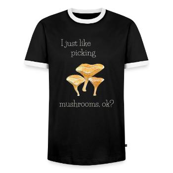 J’aime juste cueillir des champignons3 - T-shirt contrasté Homme - noir/blanc - Devant - AI Model Female 172 light (172cm) & AI Model Male 178 light (178cm)