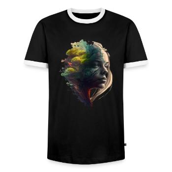 Rainbowtree-Nature-Girl - Men's Ringer Shirt - black/white - Front - AI Model Female 172 light (172cm) & AI Model Male 178 light (178cm)