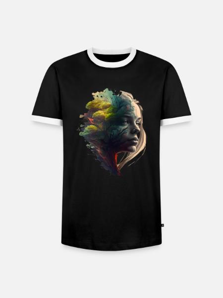 Rainbowtree-Nature-Girl - Männer Kontrast-T-Shirt - Schwarz/Weiß