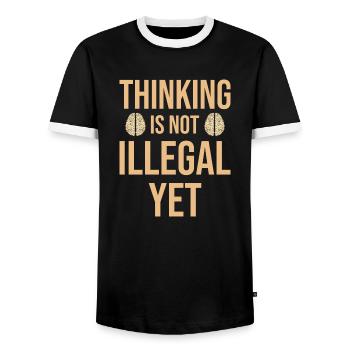 Thinking Is Not illegal yet Vintage Brain Sprüche - Männer Kontrast-T-Shirt - Schwarz/Weiß - Vorne - AI Model Female 172 light (172cm) & AI Model Male 178 light (178cm)