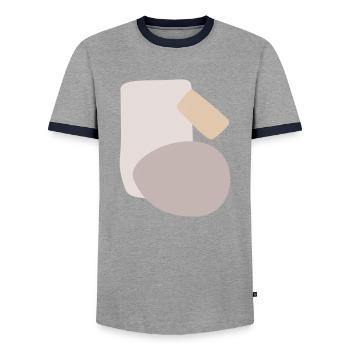 Abstraktes Design verschiedene Formen - Männer Kontrast-T-Shirt - Grau/Navy  - Vorne - AI Model Female 172 light (172cm) & AI Model Male 178 light (178cm)
