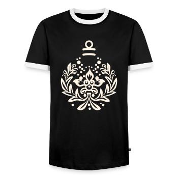 Christmas bauble ornament - Men's Ringer Shirt - black/white - Front - AI Model Female 172 light (172cm) & AI Model Male 178 light (178cm)