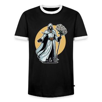 Illustration de fleurs de la Faucheuse - T-shirt contrasté Homme - noir/blanc - Devant - AI Model Female 172 light (172cm) & AI Model Male 178 light (178cm)