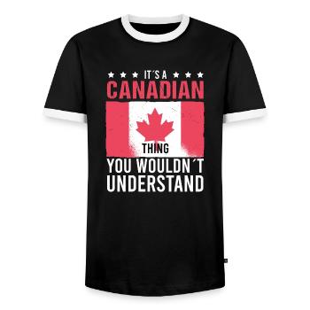 Kanada Canadian Ahornblatt Vintage Hockey Sprüche - Männer Kontrast-T-Shirt - Schwarz/Weiß - Vorne - AI Model Female 172 light (172cm) & AI Model Male 178 light (178cm)