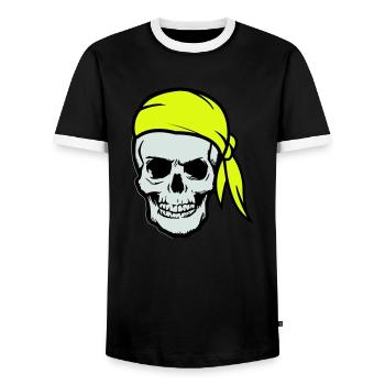 Crâne Pirate Ahoy - T-shirt contrasté Homme - noir/blanc - Devant - AI Model Female 172 light (172cm) & AI Model Male 178 light (178cm)