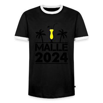 malle 2024 - Männer Kontrast-T-Shirt - Schwarz/Weiß - Vorne - AI Model Female 172 light (172cm) & AI Model Male 178 light (178cm)