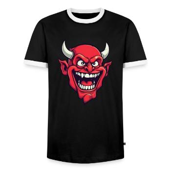 Halloween Demon Devil Head - Men's Ringer Shirt - black/white - Front - AI Model Female 172 light (172cm) & AI Model Male 178 light (178cm)