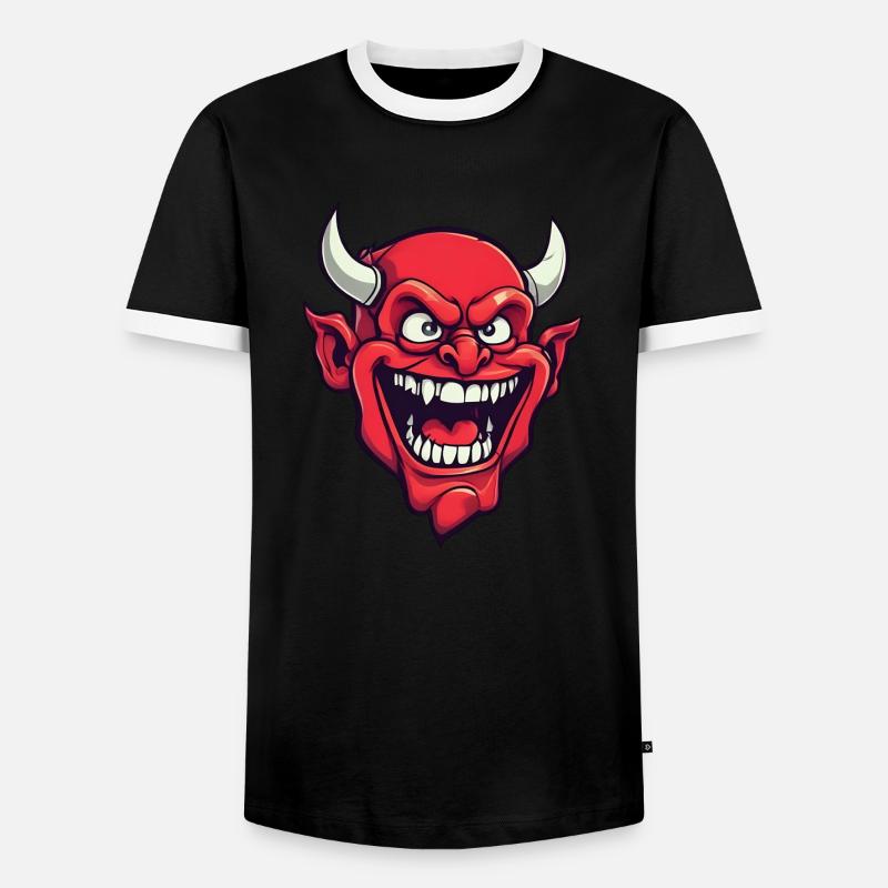 Halloween Demon Devil Head - Men's Ringer Shirt - black/white