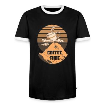 Kaffee in den Bergen - Männer Kontrast-T-Shirt - Schwarz/Weiß - Vorne - AI Model Female 172 light (172cm) & AI Model Male 178 light (178cm)
