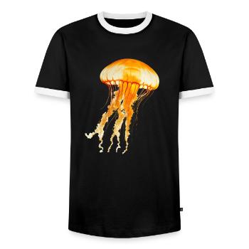 Jellyfish are impressive sea creatures - Men's Ringer Shirt - black/white - Front - AI Model Female 172 light (172cm) & AI Model Male 178 light (178cm)