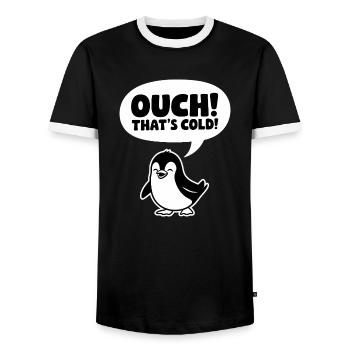 Au! Das ist kalt! - Männer Kontrast-T-Shirt - Schwarz/Weiß - Vorne - AI Model Female 172 light (172cm) & AI Model Male 178 light (178cm)