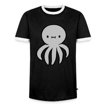 Pieuvre Pieuvre Pieuvre Calmar Mignon Calmar géant Drôle - T-shirt contrasté Homme - noir/blanc - Devant - AI Model Female 172 light (172cm) & AI Model Male 178 light (178cm)