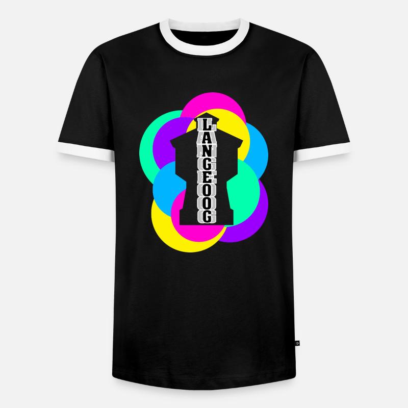 Wasserturm Langeoog bunt - Männer Kontrast-T-Shirt - Schwarz/Weiß