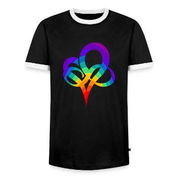 Coeur arc-en-ciel - T-shirt contrasté Homme - noir/blanc - Devant - AI Model Female 172 light (172cm) & AI Model Male 178 light (178cm)
