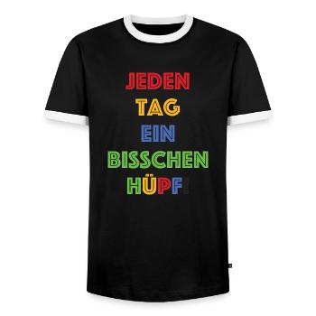 Chaque jour un peu plein d'entrain - T-shirt contrasté Homme - noir/blanc - Devant - AI Model Female 172 light (172cm) & AI Model Male 178 light (178cm)
