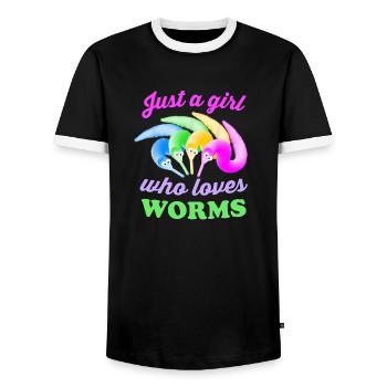 Worm On A String Just A Girl Who Loves Worms - T-shirt contrasté Homme - noir/blanc - Devant - AI Model Female 172 light (172cm) & AI Model Male 178 light (178cm)