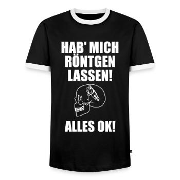 Hab mich röntgen lassen alles Ok Eishockey - Männer Kontrast-T-Shirt - Schwarz/Weiß - Vorne - AI Model Female 172 light (172cm) & AI Model Male 178 light (178cm)