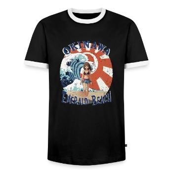 Okinawa Emerald Beach - Männer Kontrast-T-Shirt - Schwarz/Weiß - Vorne - AI Model Female 172 light (172cm) & AI Model Male 178 light (178cm)