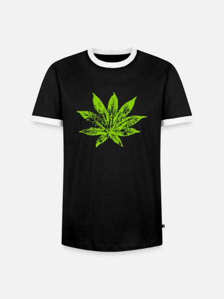 078 cannabisblatt - Männer Kontrast-T-Shirt - Schwarz/Weiß