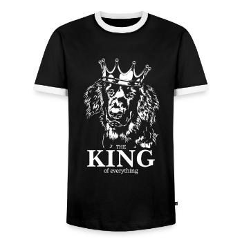 Hovawart King of everything Dog Wilsigns - Men's Ringer Shirt - black/white - Front - AI Model Female 172 light (172cm) & AI Model Male 178 light (178cm)