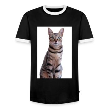 Cat Kitten - Men's Ringer Shirt - black/white - Front - AI Model Female 172 light (172cm) & AI Model Male 178 light (178cm)