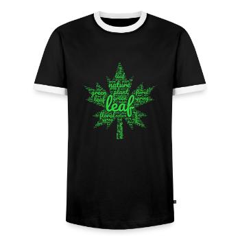 green leaf - Men's Ringer Shirt - black/white - Front - AI Model Female 172 light (172cm) & AI Model Male 178 light (178cm)