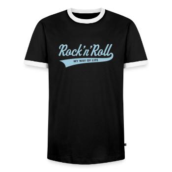 Rock 'n' Roll – Mon mode de vie - T-shirt contrasté Homme - noir/blanc - Devant - AI Model Female 172 light (172cm) & AI Model Male 178 light (178cm)