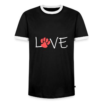 Amour chien patte patte empreinte de patte chien - T-shirt contrasté Homme - noir/blanc - Devant - AI Model Female 172 light (172cm) & AI Model Male 178 light (178cm)