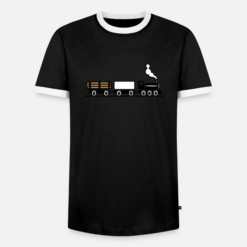 dampflok eisenbahn spielzeug güterzug - Männer Kontrast-T-Shirt - Schwarz/Weiß