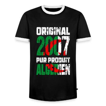 18th Birthday - Original - 2007 - Algerian - Men's Ringer Shirt - black/white - Front - AI Model Female 172 light (172cm) & AI Model Male 178 light (178cm)