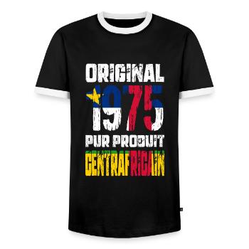 50 Jahre Jubiläum - Original 1975 Zentralafrikaner - Männer Kontrast-T-Shirt - Schwarz/Weiß - Vorne - AI Model Female 172 light (172cm) & AI Model Male 178 light (178cm)