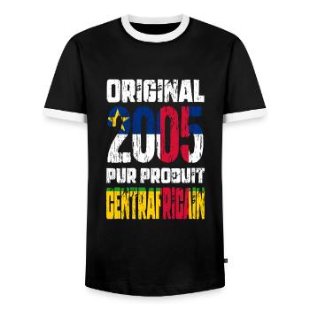 20-jähriges Jubiläum - Original 2005 Zentralafrikanisch - Männer Kontrast-T-Shirt - Schwarz/Weiß - Vorne - AI Model Female 172 light (172cm) & AI Model Male 178 light (178cm)