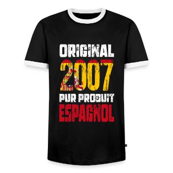 18th Birthday - Original 2007 - Spanish - Men's Ringer Shirt - black/white - Front - AI Model Female 172 light (172cm) & AI Model Male 178 light (178cm)