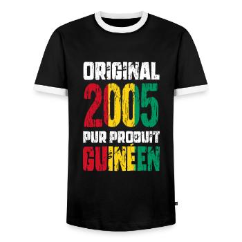 20-jähriges Jubiläum - Original 2005 - Guinean - Männer Kontrast-T-Shirt - Schwarz/Weiß - Vorne - AI Model Female 172 light (172cm) & AI Model Male 178 light (178cm)