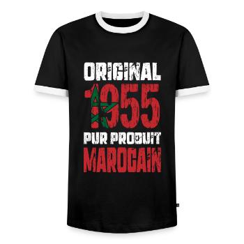 70. Jahrestag - Original 1955 - Marokkanisch - Männer Kontrast-T-Shirt - Schwarz/Weiß - Vorne - AI Model Female 172 light (172cm) & AI Model Male 178 light (178cm)