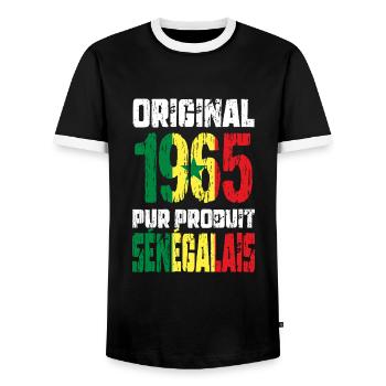 60. Geburtstag - Original 1965 - Senegalesisch - Männer Kontrast-T-Shirt - Schwarz/Weiß - Vorne - AI Model Female 172 light (172cm) & AI Model Male 178 light (178cm)