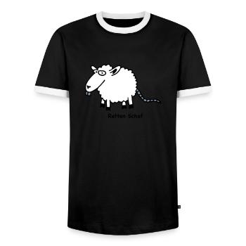 ratten_schaf - Männer Kontrast-T-Shirt - Schwarz/Weiß - Vorne - AI Model Female 172 light (172cm) & AI Model Male 178 light (178cm)