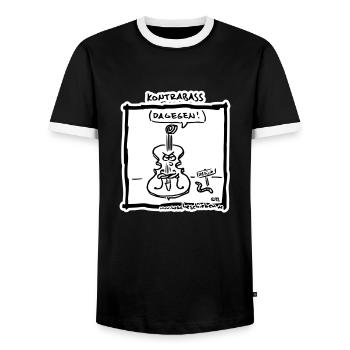 Kontrabass (dagegen) bg - Männer Kontrast-T-Shirt - Schwarz/Weiß - Vorne - AI Model Female 172 light (172cm) & AI Model Male 178 light (178cm)