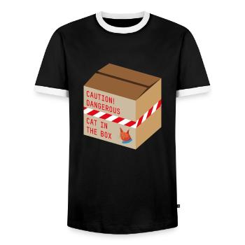 Kater Karls Cat Box - Männer Kontrast-T-Shirt - Schwarz/Weiß - Vorne - AI Model Female 172 light (172cm) & AI Model Male 178 light (178cm)