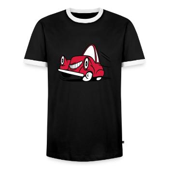 Auto Wagen Fahrzeug witzig lustig - Männer Kontrast-T-Shirt - Schwarz/Weiß - Vorne - AI Model Female 172 light (172cm) & AI Model Male 178 light (178cm)