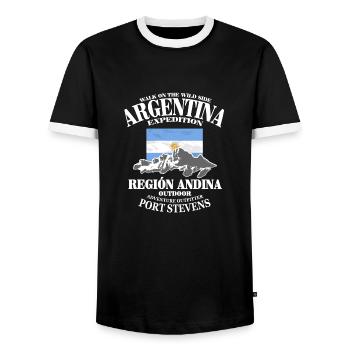Argentina - Flag & Mountains - Men's Ringer Shirt - black/white - Front - AI Model Female 172 light (172cm) & AI Model Male 178 light (178cm)