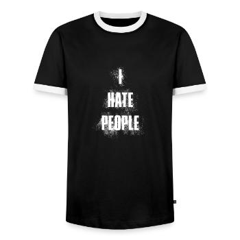 Je déteste les gens disent que les dictons détestent l'humour - T-shirt contrasté Homme - noir/blanc - Devant - AI Model Female 172 light (172cm) & AI Model Male 178 light (178cm)