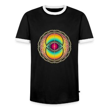 Vesica Piscis, Chalice Well, Avalon, Magic Symbol - Men's Ringer Shirt - black/white - Front - AI Model Female 172 light (172cm) & AI Model Male 178 light (178cm)