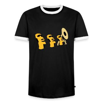sousaphone rapa nui - Men's Ringer Shirt - black/white - Front - AI Model Female 172 light (172cm) & AI Model Male 178 light (178cm)