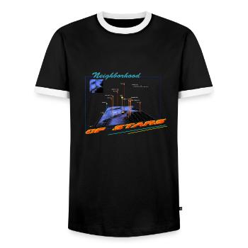 kosmische nachbarschaft - Männer Kontrast-T-Shirt - Schwarz/Weiß - Vorne - AI Model Female 172 light (172cm) & AI Model Male 178 light (178cm)