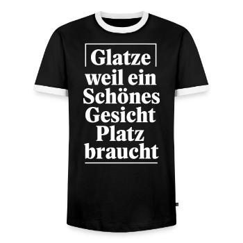 Frisur Glatze Haarausfall, Lustiges Glatzenträger - Männer Kontrast-T-Shirt - Schwarz/Weiß - Vorne - AI Model Female 172 light (172cm) & AI Model Male 178 light (178cm)